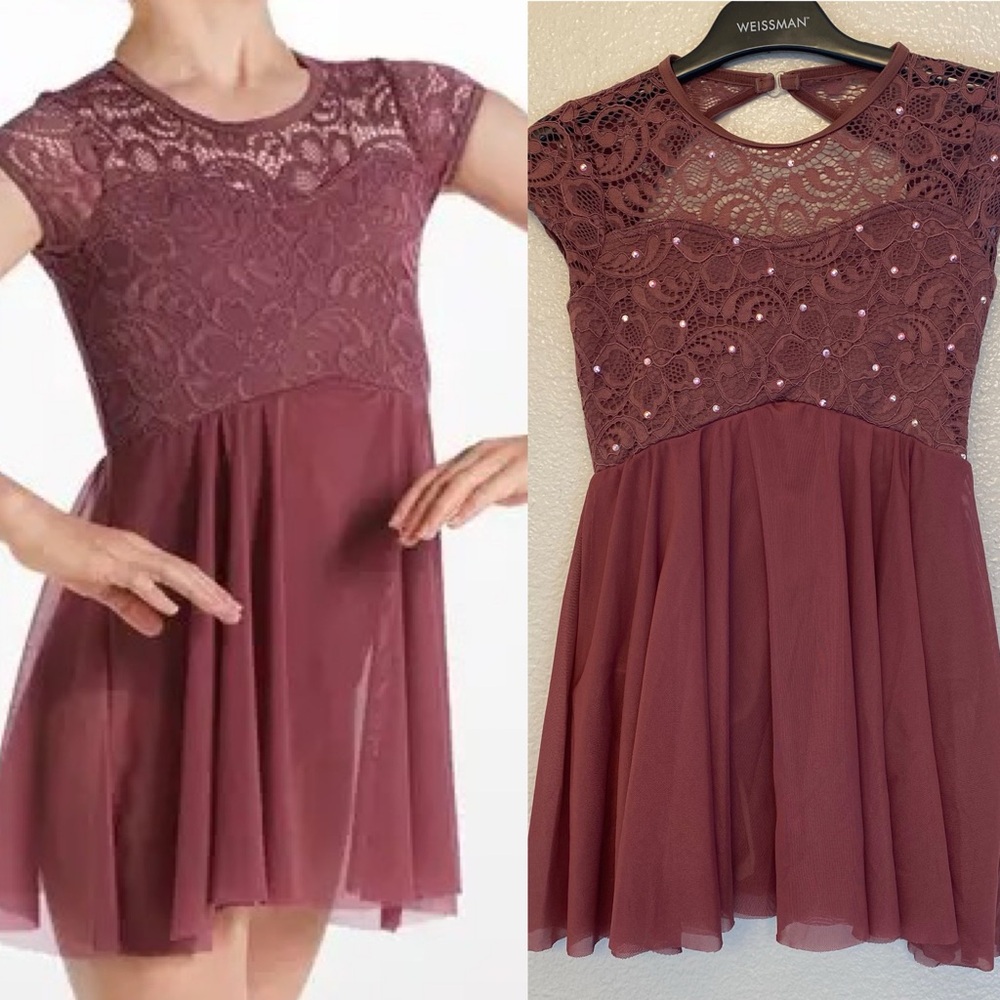 WEISSMAN Dance Costume mauve lace IDK You Yet
13407 stoned MC-Medium child